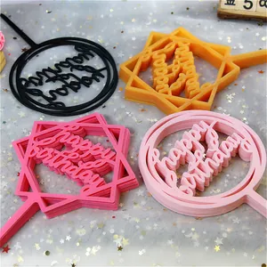 Toppers para Tartas de Cumpleaños de Plástico Flexible de Grado Alimenticio Insertos Decorativos para Postres de Fiesta Accesorios de Repostería Geométricos Modernos