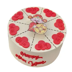 God of Wealth cake decoration set with red lucky cloud tags for New Year party decor