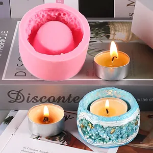 Moule en silicone pour pot de fleurs géode avec porte-bougie fini