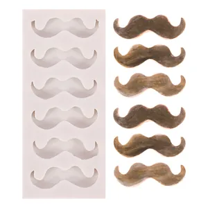 Vue détaillée d'un moule en silicone à 6 cavités en forme de moustache pour chocolat