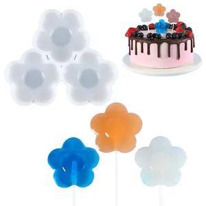 Flower-shaped silicone lollipop mold for DIY chocolate cake toppers and candy making