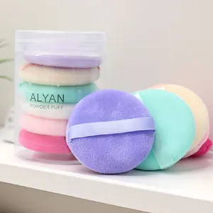 ALYAN 6-piece multi-colored round powder puff set in a transparent storage tube