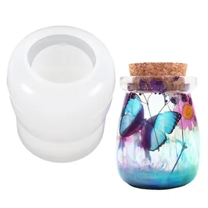 DIY epoxyhars siliconen mal voor creatieve vlinder bewaarpot met natuurlijke kurk deksel