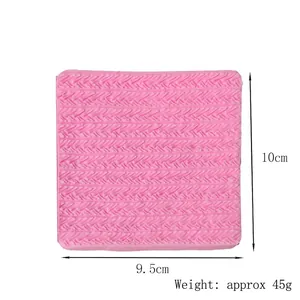 Pink silicone fondant lace mold with 9.5x10cm dimensions and textured knit pattern