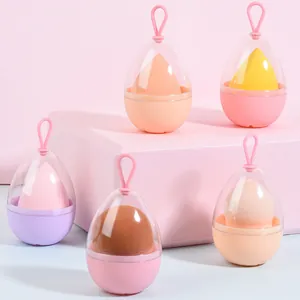 Professionele make-up sponssset met draagbare eivormige opbergdoosjes met haken
