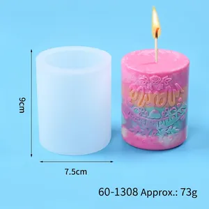 Moule en silicone cylindrique pour bougies, dimensions de 9 cm de haut et 7,5 cm de large