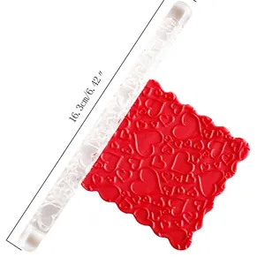 Heart Pattern Acrylic Fondant Rolling Pin Transparent Printed Embossed Rolling Pin For Cake Decorating Baking Pastry Kitchen Tools