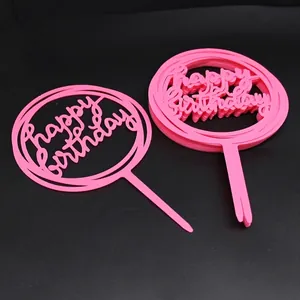 Detalle de adornos de tarta Happy Birthday rosas y flexibles para pastelería, pack de 10