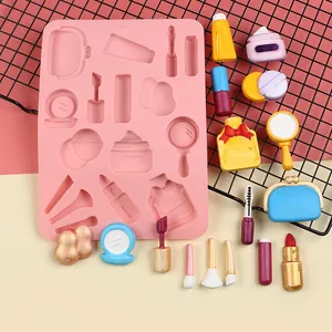 Molde de silicona 3D de maquillaje con diversas figuras de fondant para decorar pasteles