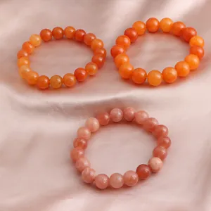 Natürlicher Sonnenstein Kristall Armband Für Damen Herren Handgefertigte Rundperlen Elastische Energiestein Armband Neuer Chinesischer Ethno-Stil Schmuck