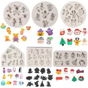 Christmas Halloween Silicone Mold Santa Claus Ocean Animal Crab Fish Sailboat Dress Shape DIY Baking Cake Molds Handcraft Craft Tools