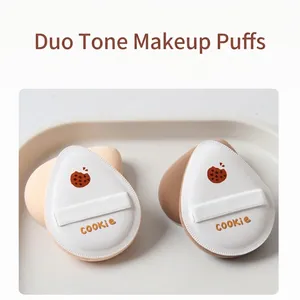 Professionele druppelvormige marshmallow make-up puff set met schattig koekjespatroon