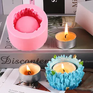 Moule en silicone rose style grotte de cristal pour pots de fleurs DIY et bougies parfumées