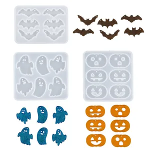 Halloween silicone mold set for DIY bat ghost pumpkin epoxy resin craft pendants