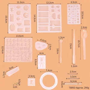 229-piece DIY jewelry resin mold kit with various silicone molds and crafting tools