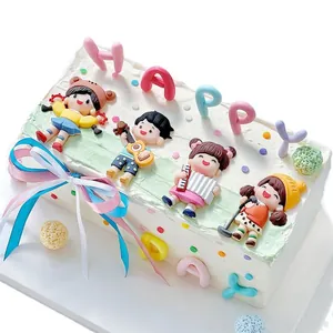 Set decorazioni per torta banda musicale con lettere HAPPY e figurine di personaggi colorate