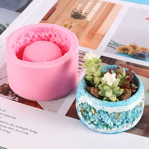 Moule en silicone de pot de succulente style grotte de cristal pour artisanat DIY