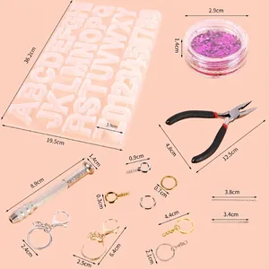 Kit de résine DIY complet avec grand moule en silicone alphabet et tailles d'outils