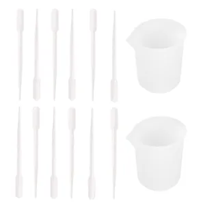 Juego de 12 pipetas de transferencia y 2 tazas medidoras de silicona para resina DIY