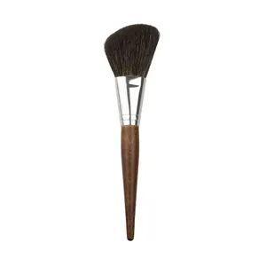 Professional angled makeup brush with faux pearwood handle for loose powder or blush
