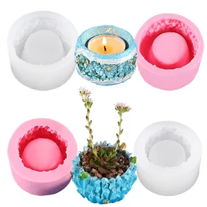 Moule en silicone cristal pour pots de fleurs succulentes et bougeoirs DIY
