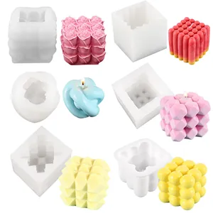Various 3D Rubik's cube silicone molds for DIY scented candle and soap making sets