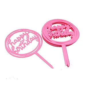 Adornos rosas Happy Birthday para tartas pack de 10 para repostería