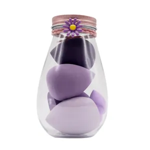 Kit de 6 éponges à maquillage violettes professionnelles dans un flacon gouttelette