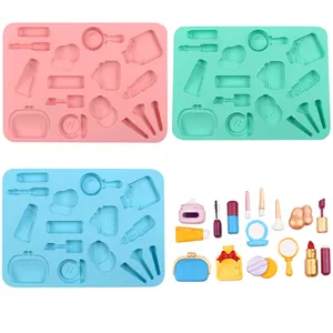 Molde de Silicona con Tema Cosmético 3D para Fondant DIY Chocolate Pastelería Herramientas de Decoración de Pasteles