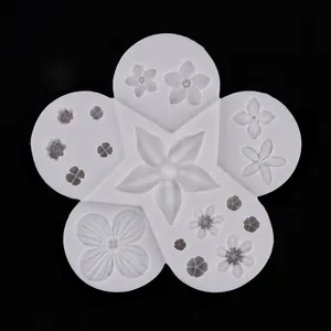 Detail view of flower-shaped silicone mold for fondant and chocolate baking decor