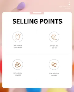 Feature overview of the makeup sponge highlighting soft and dual-use properties.
