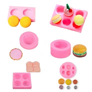 3D Siliconen Macaron Vorm DIY Handgemaakte Zeep Kleivorm Simulatie Burger Vormige Fondant Bakgereedschap Voor Dessert Ambacht Cadeau