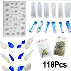Moule en Silicone en Résine de Cristal pour la Fabrication de Bijoux DIY Pendentifs Boucles d'Oreilles Tiges Fermoirs
