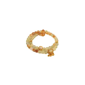 Natural green fluorite and yellow crystal tower beaded bracelet in New Chinese style