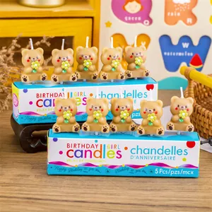 Cute bear shaped birthday candles for cake decoration and creative party supplies