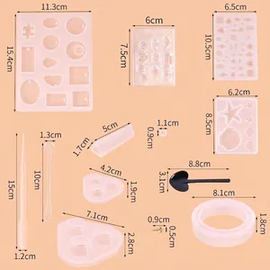 Detailed dimensions for the 229pcs jewelry resin casting mold set with accessories