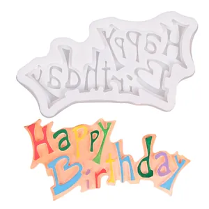 Stampo in silicone Happy Birthday durevole per decorazione di torte e cioccolato