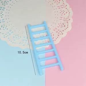 Miniature blue plastic ladder cake topper decoration for baking, 10.5cm length topper