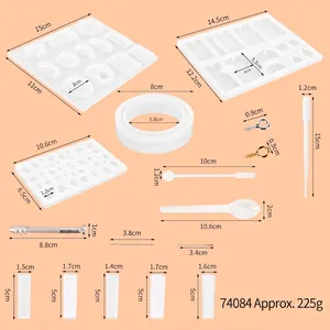 Detail showing exact dimensions for components of the 229-piece DIY resin mold kit