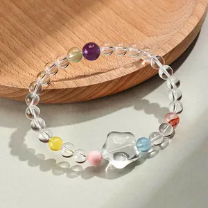 Bracelet élégant en cristal de roche avec perles colorées et breloque étoile