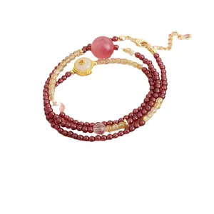 Ensemble bracelet et collier multi-rangs en pierres naturelles avec perles d'agate
