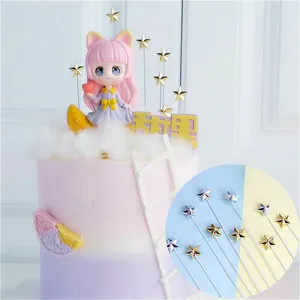 3D Stern Herz Tortenaufsatz Kunststoff Eisendraht Metallic Gold Silber Geburtstag Tortendekoration Backen Dessert Ornament