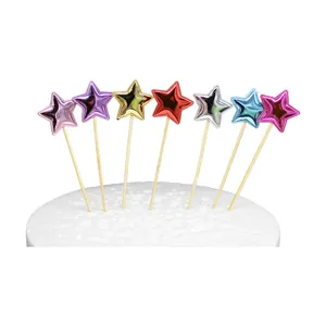 Adornos de pastel de estrellas de cuero brillante en varios colores para cumpleaños