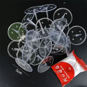 100pcs transparent plastic doll bases with glue for cake baking decorations, 5cm diameter