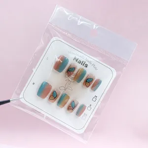 Detailed view of colorful butterfly gradient cat-eye press-on nails in 10pcs set