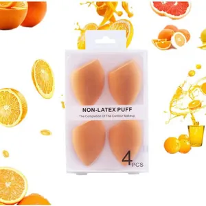 4-pack orange slanted makeup sponges soft non-latex beauty blender set detail view for face