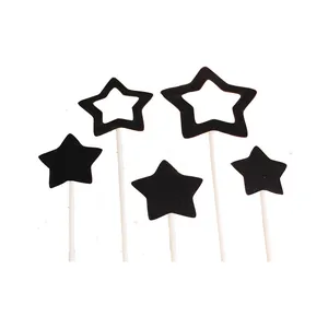 Ensemble de décorations de gâteaux étoiles noires avec motifs creux et pleins pour fêtes