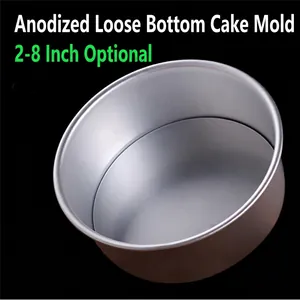 Professionele ronde geanodiseerde aluminium cakevorm met losse bodem, maten van 2-8 inch
