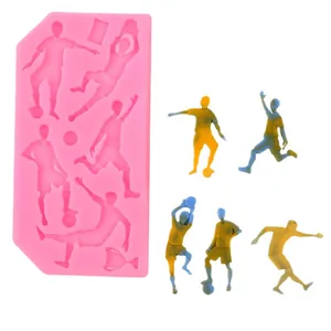 Stampo in silicone calciatori per decorazione torte in fondente e cioccolato con figure