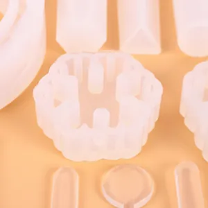 Detailed macro shot of a translucent white silicone jewelry resin mold for DIY crafting